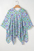 White Boho Floral Printed Rhinestone 3/4 Sleeve Open Front Kimono